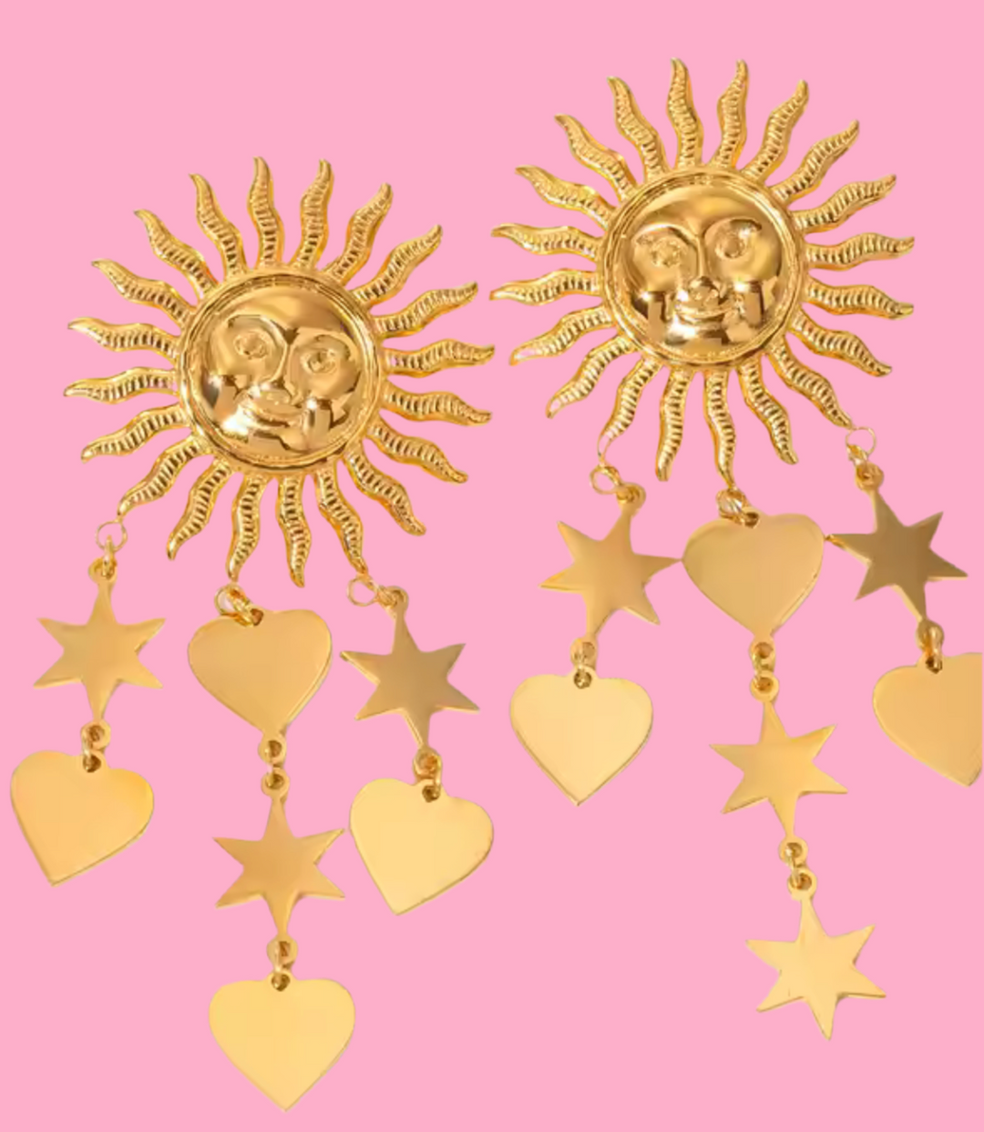 Sol-By the Sea- Heart and Stars-Drop Earrings