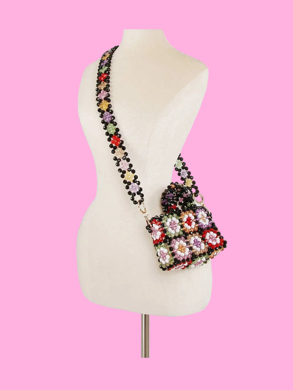 Floral Patchwork Beaded Mini Tote