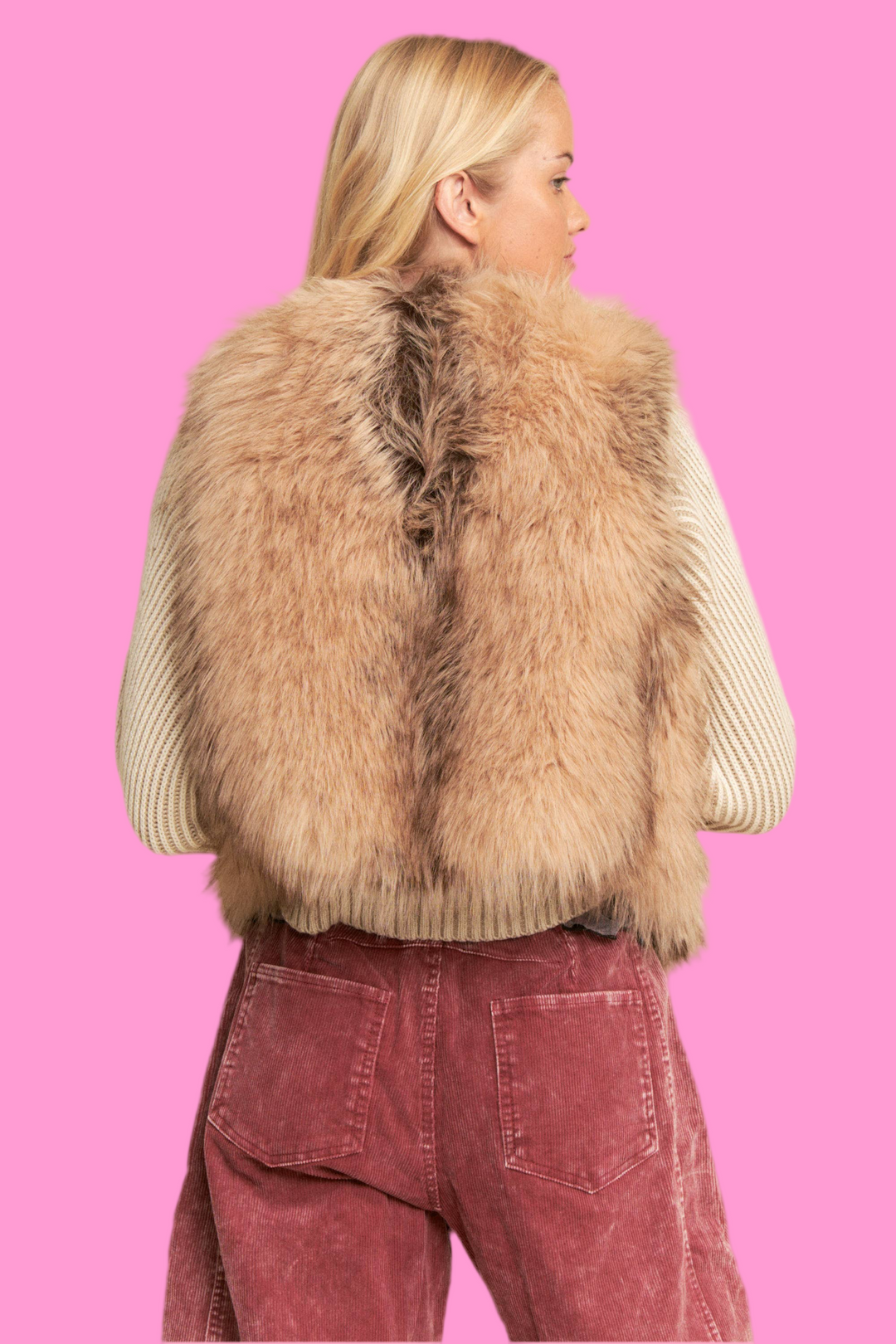FAUX FUR LAYERED VEST