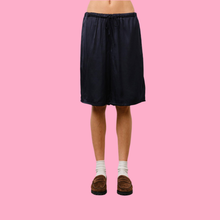 Lily Relaxed Fit Satin Long Shorts