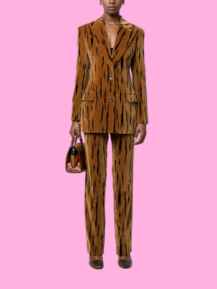 Velvet Tiger Print Blazer and Pants