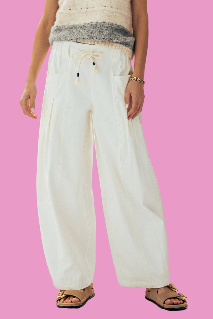 White Drawstring Balloon Pants
