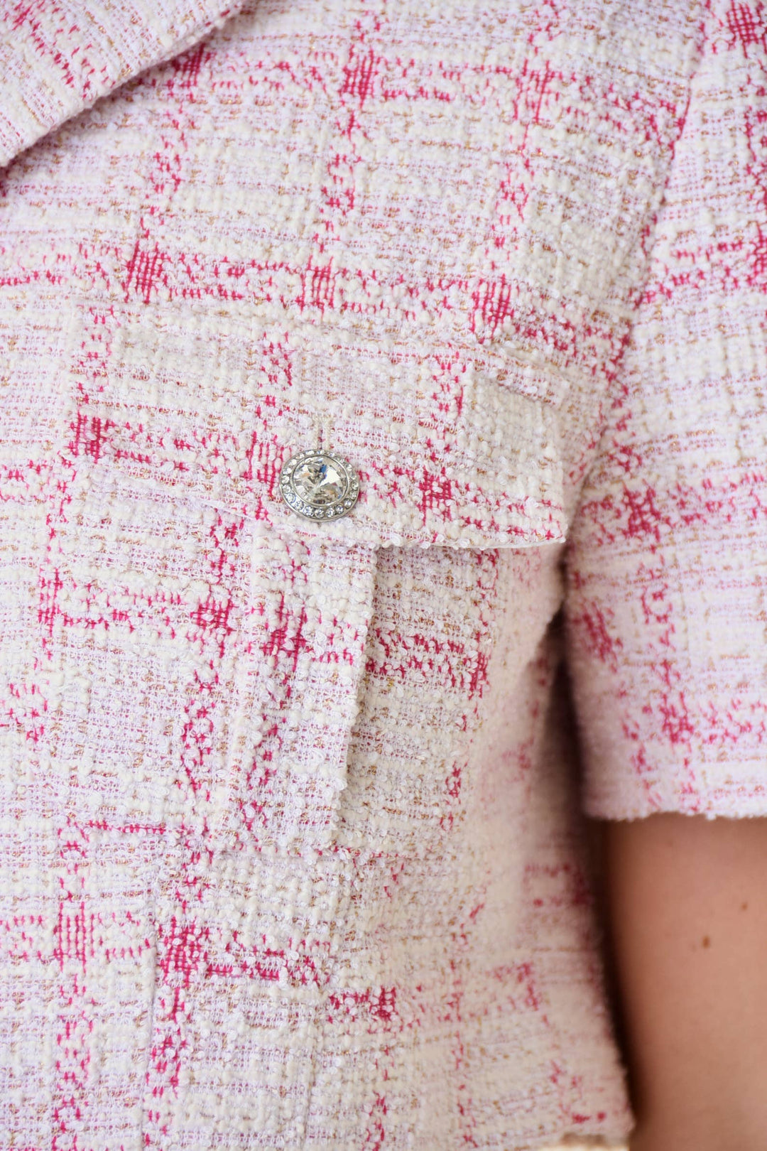 The Elle Pink Tweed Crop Jacket