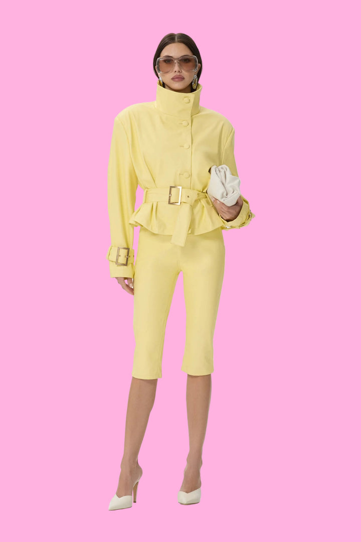 Scarlette Faux Leather Jacket - Lemon Meringue