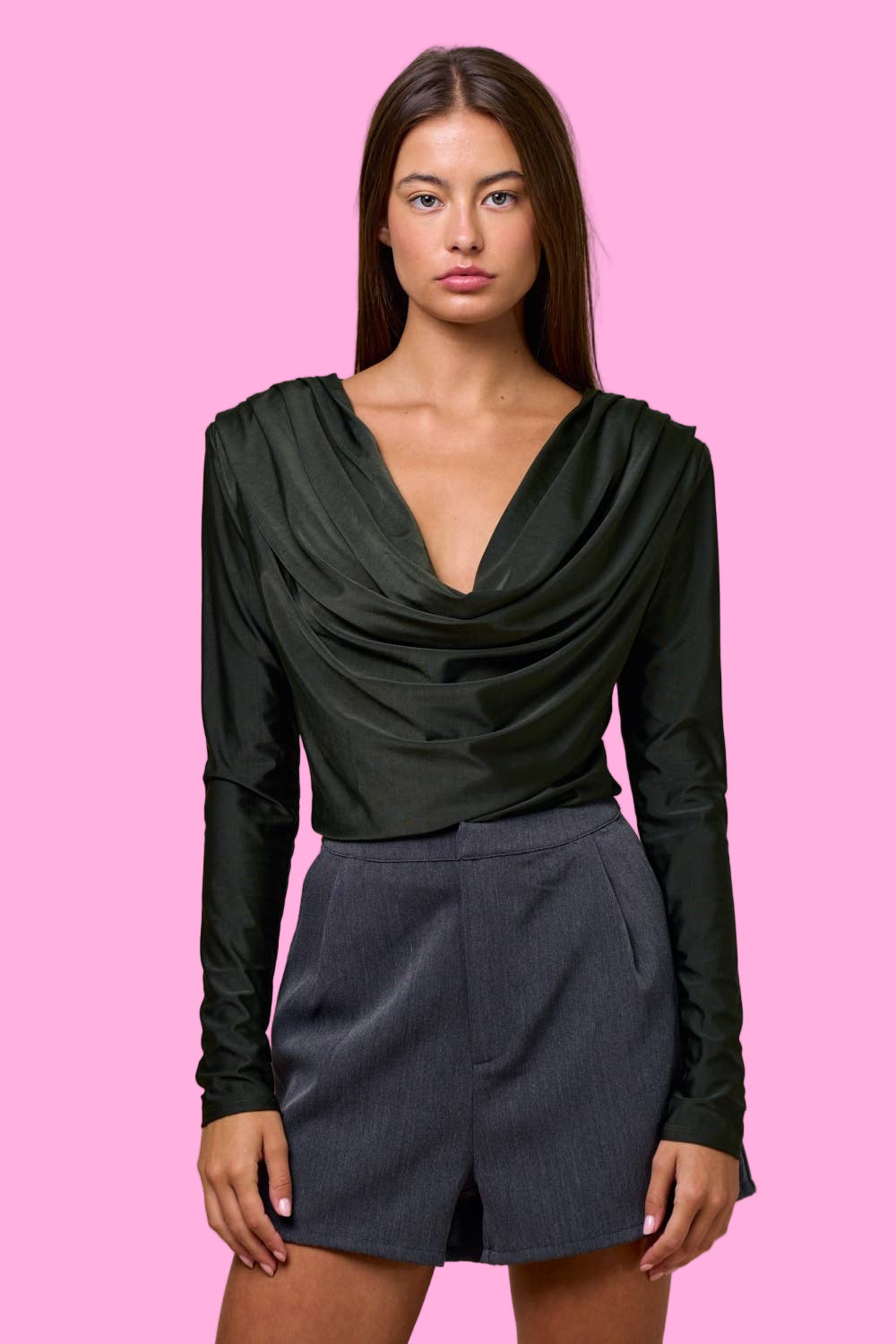 Draped Cowl Neck Top