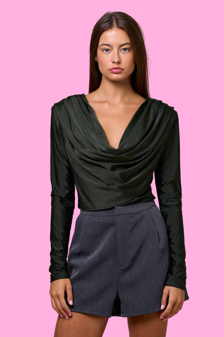 Draped Cowl Neck Top
