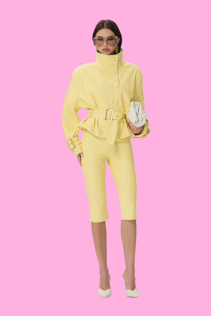 Calla Faux Leather Capri - Lemon Meringue