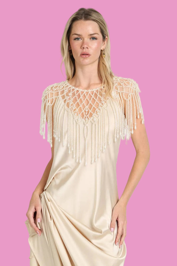 Faux Pearl Lattice Capelet
