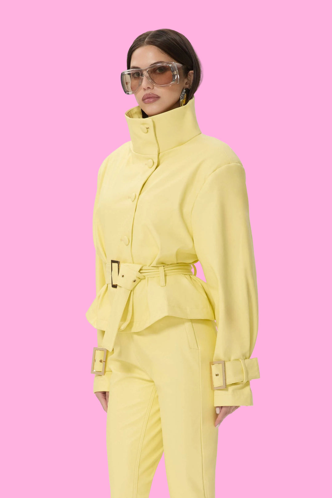 Scarlette Faux Leather Jacket - Lemon Meringue