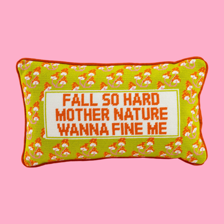 Fall So Hard Needlepoint Pillow