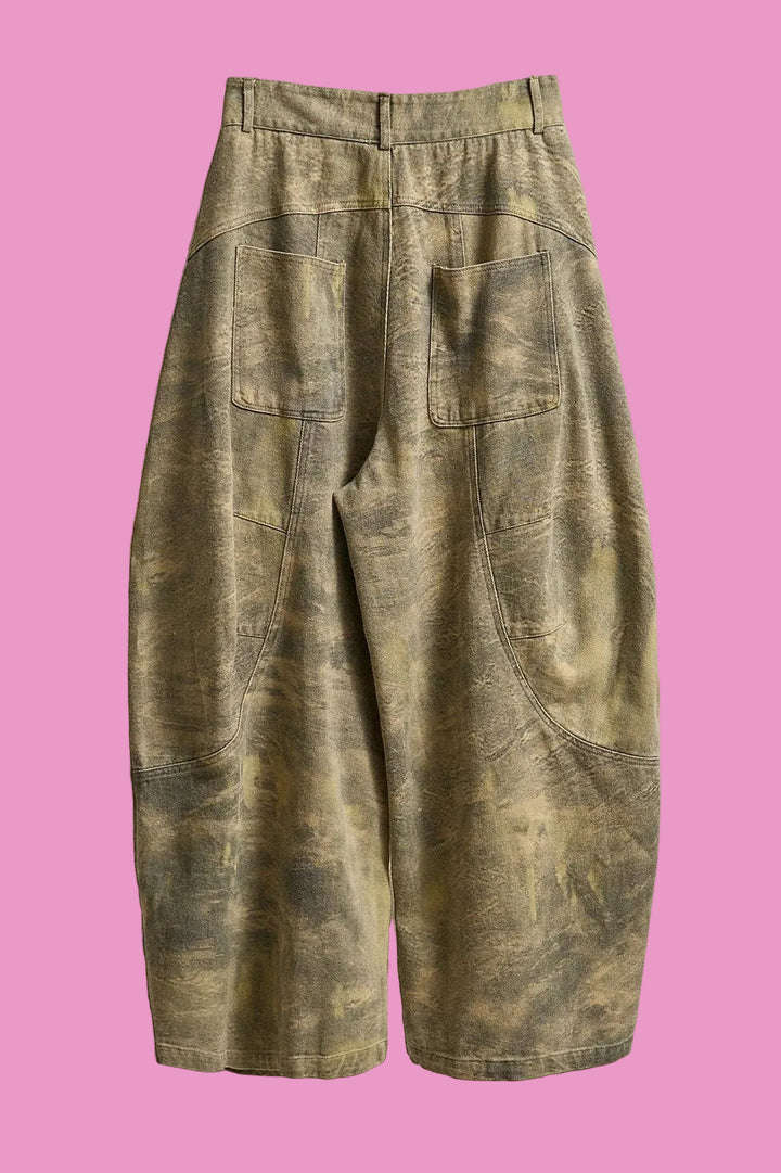 Camo Print Barrel Leg Carpenter Jeans