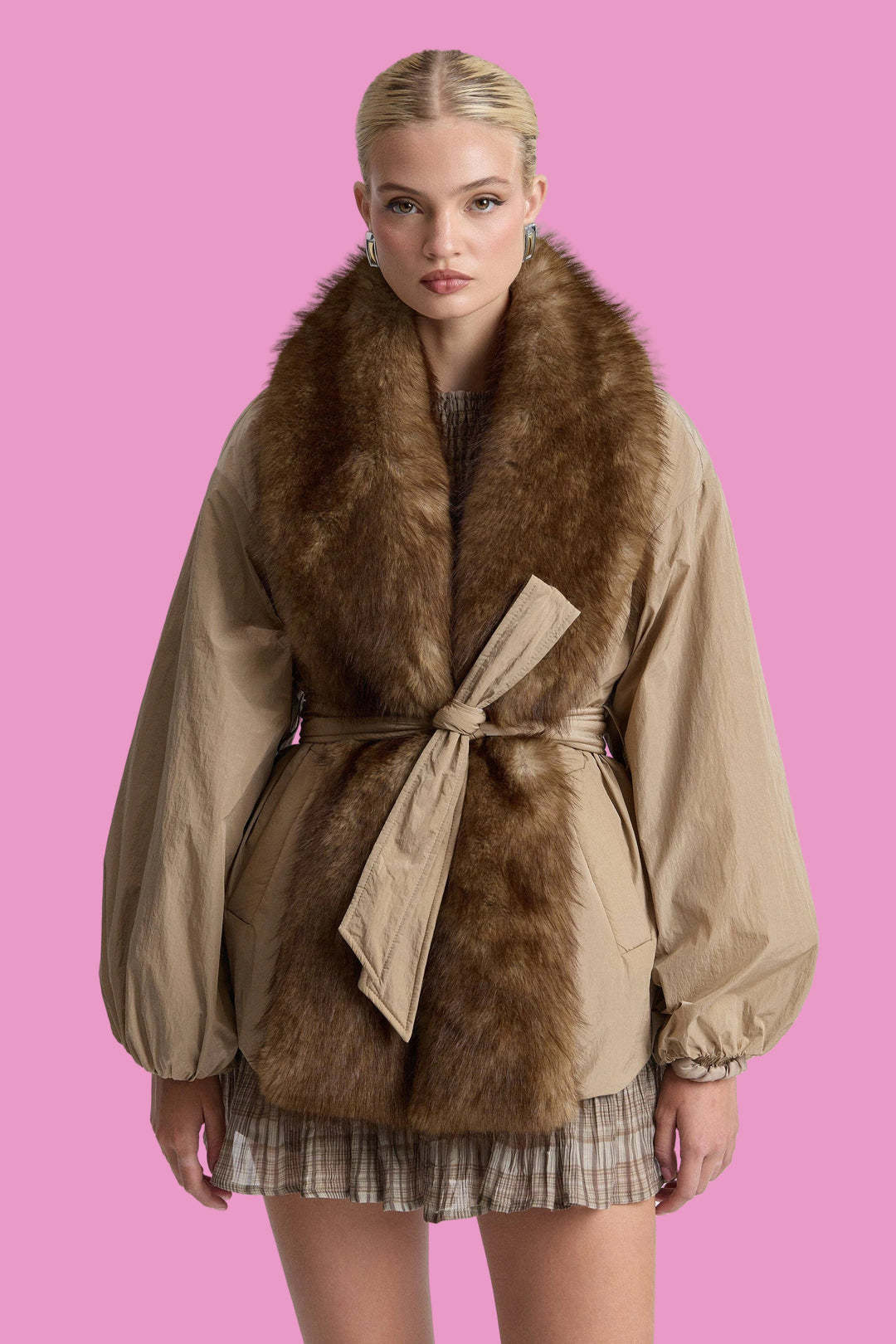 Faux Fur-Trimmed Nylon Parka