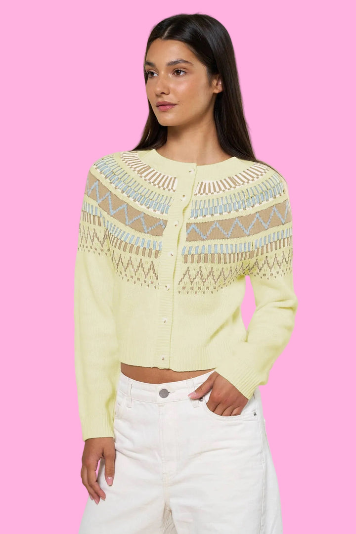Fair Isle Pattern Button Down Cardigan