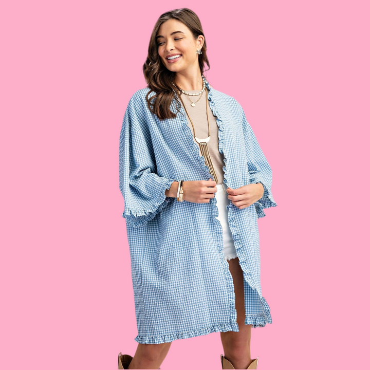 Gingham Open front Cardigan