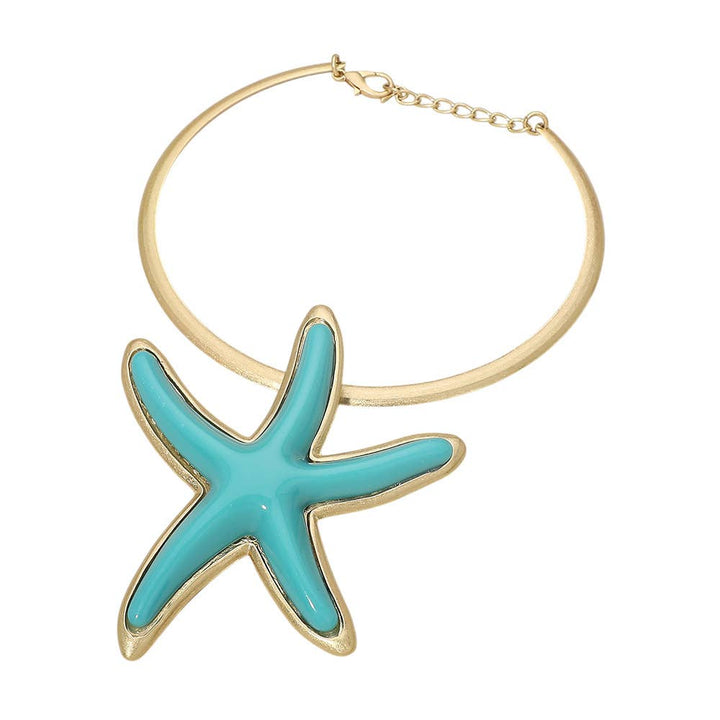 Starfish Pendant Statement Choker Necklace
