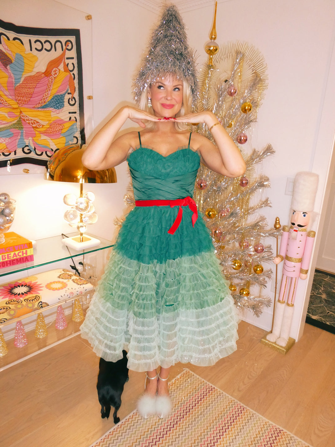 Vintage Green Ombre Tulle Cupcake Swing Dress