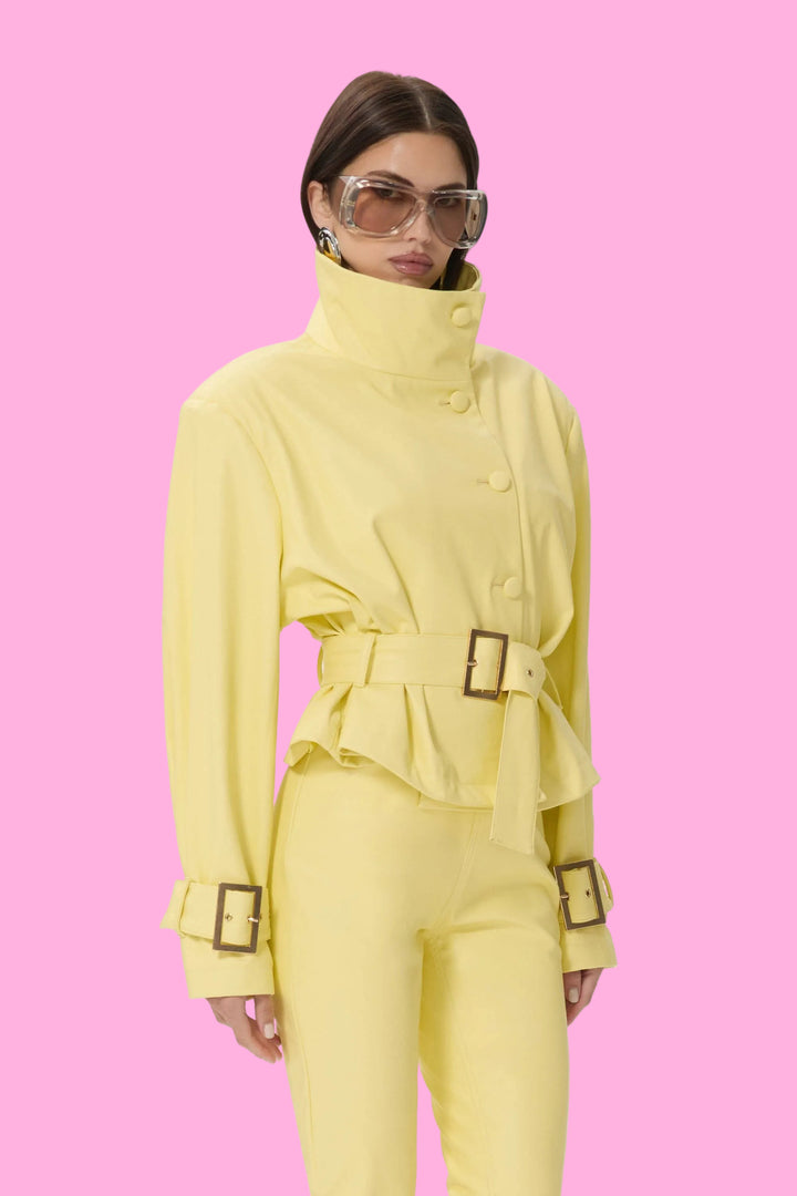 Scarlette Faux Leather Jacket - Lemon Meringue
