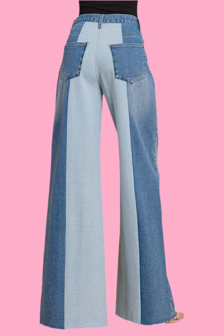 COLORBLOCK JEANS WITH SPLIT