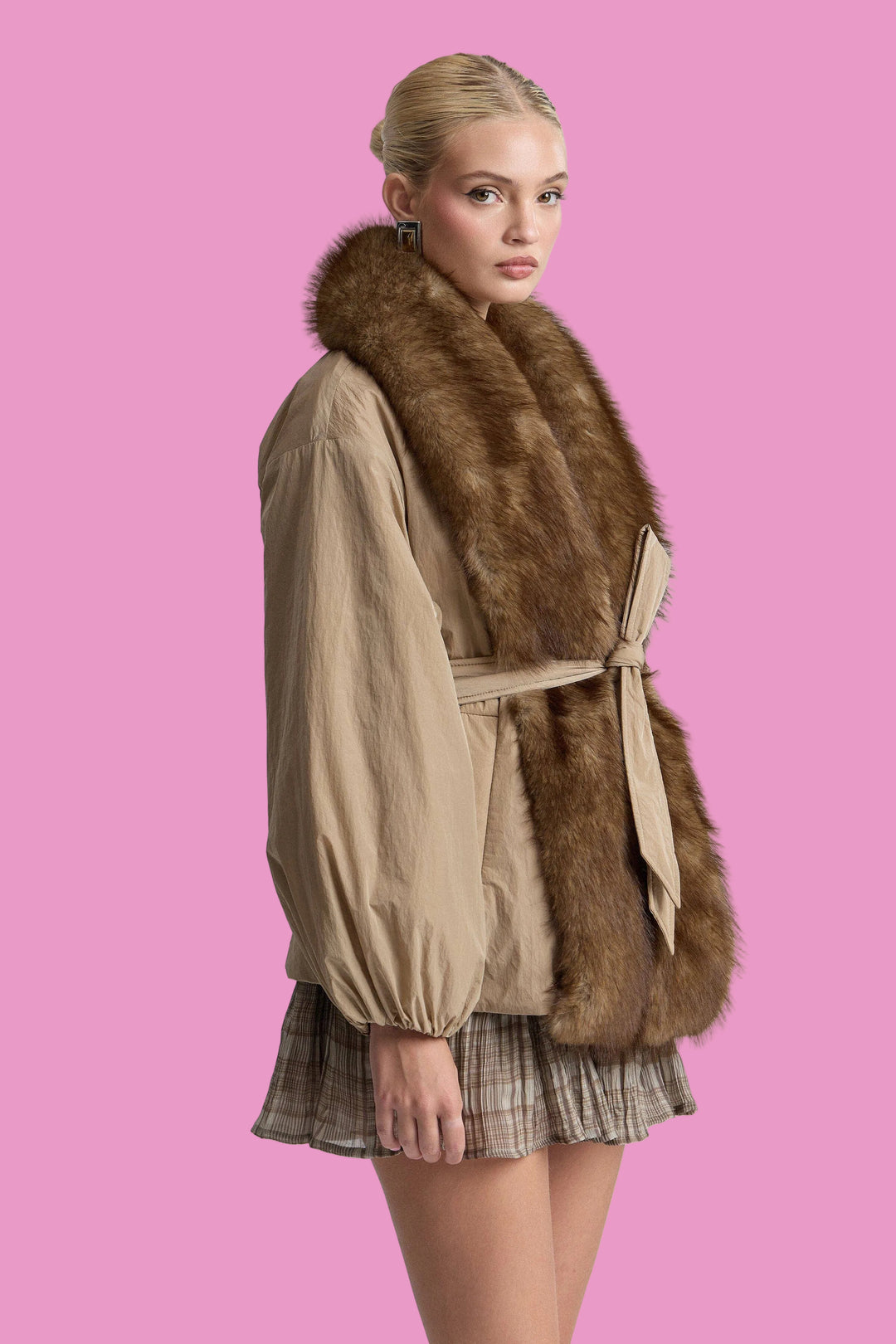 Faux Fur-Trimmed Nylon Parka