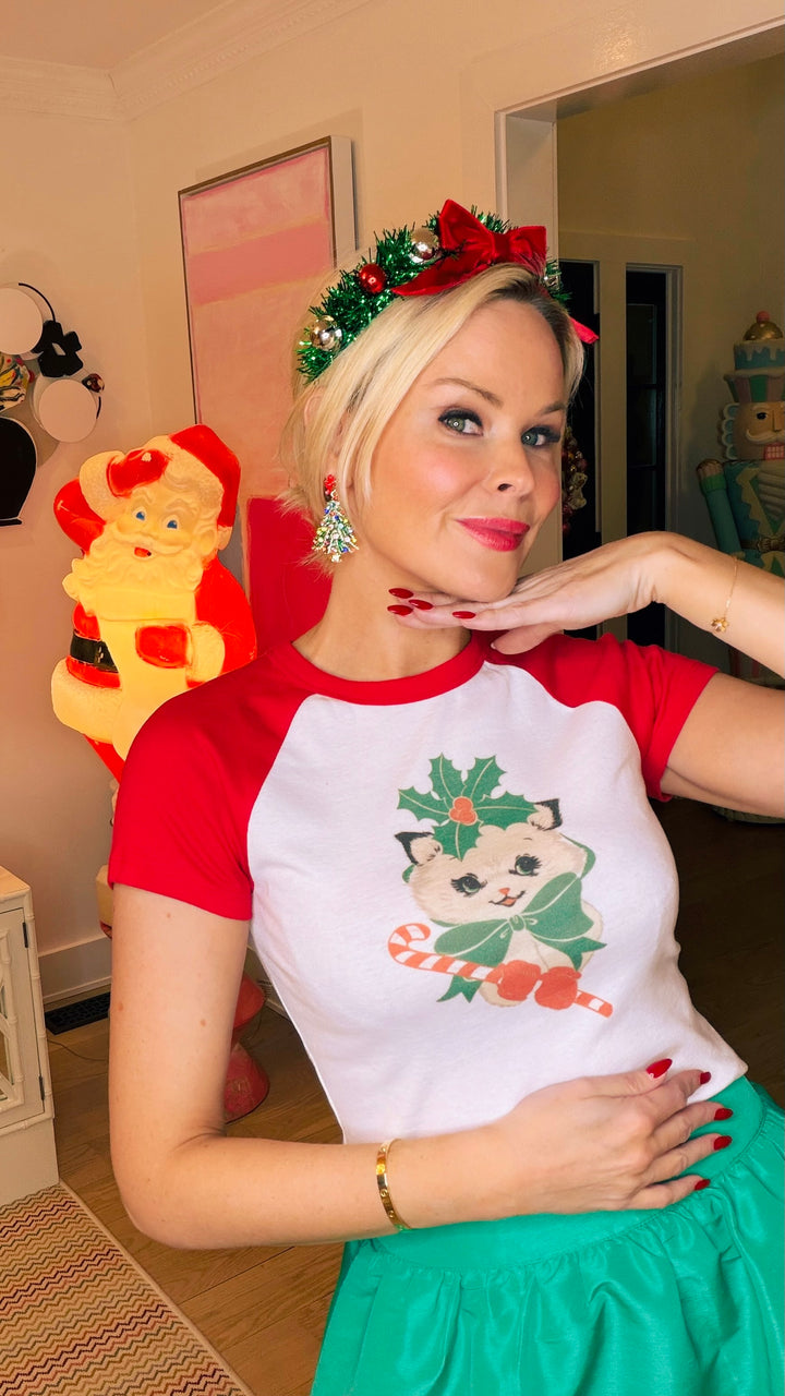 Candy Cane Cropped Baby Tee