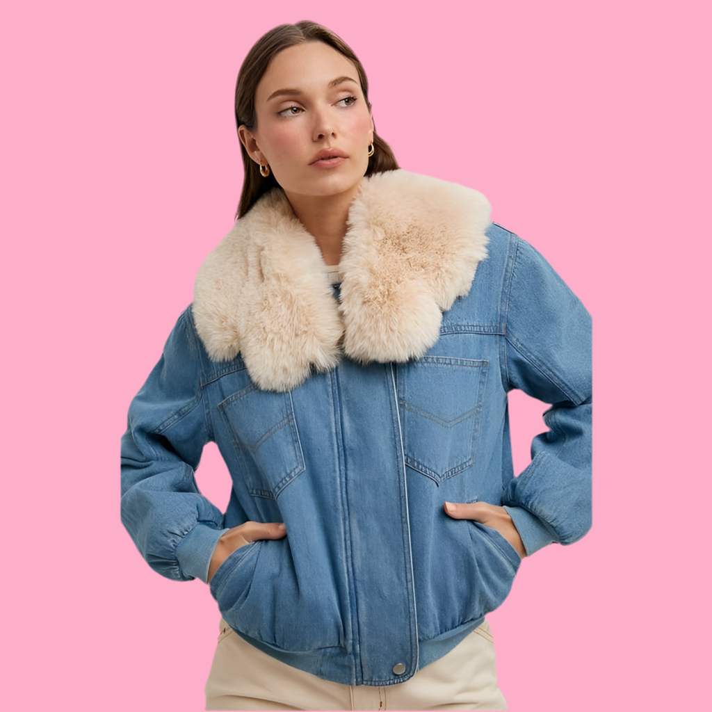 FAUX FUR DENIM JACKET