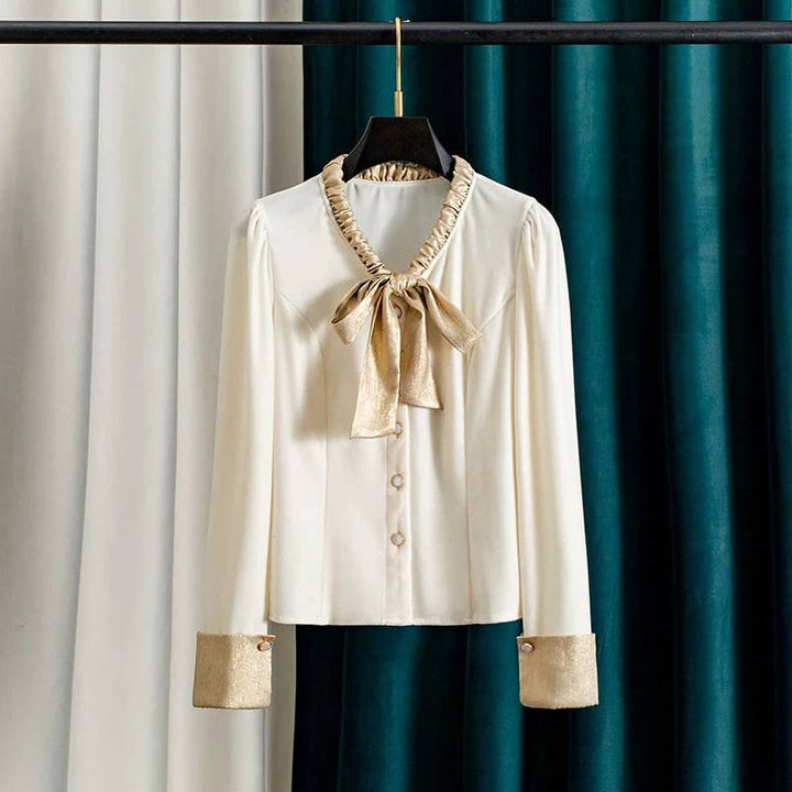 Velvet Bow Tie Blouse