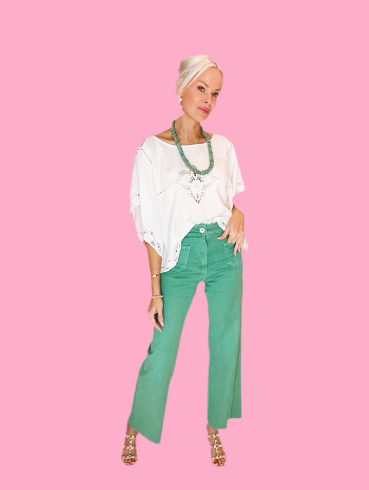 STRAIGHT WIDE LEG PANTS WITH FRONT POCKET