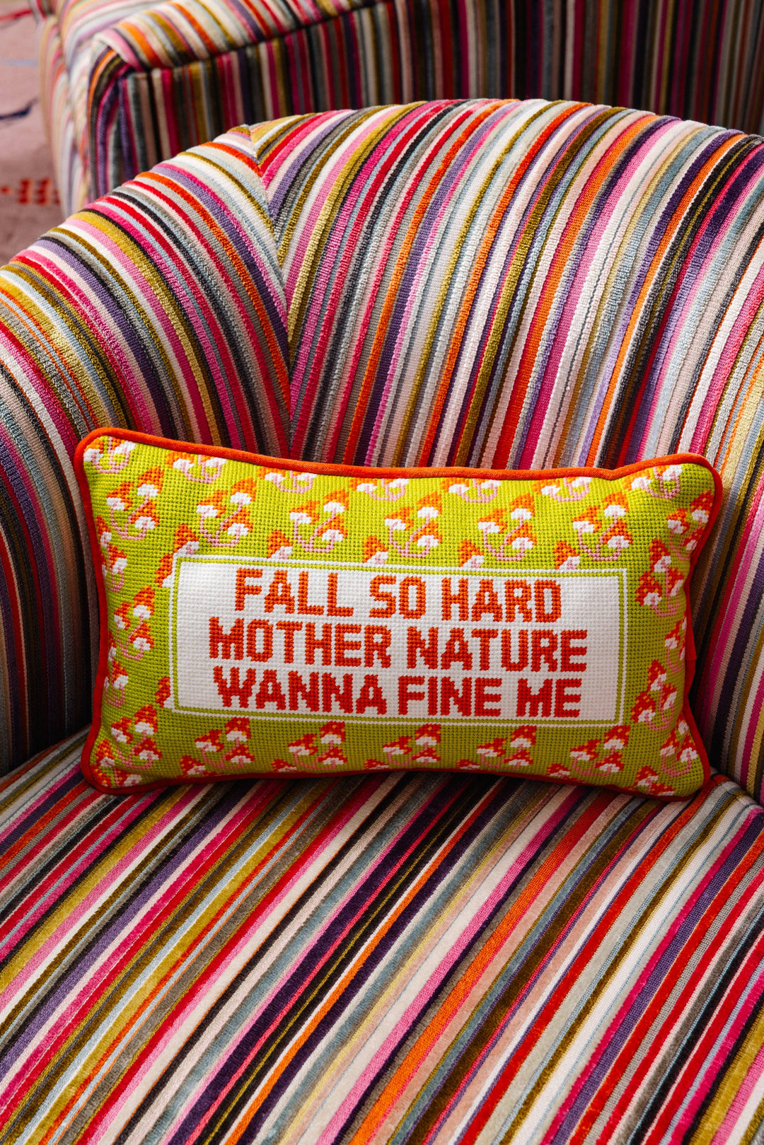 Fall So Hard Needlepoint Pillow