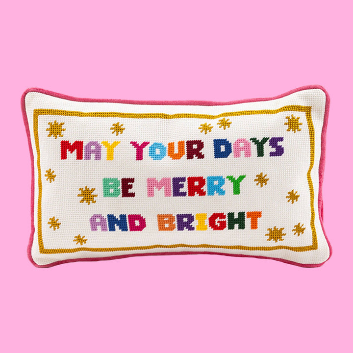 Merry & Bright Needlepoint Pillow