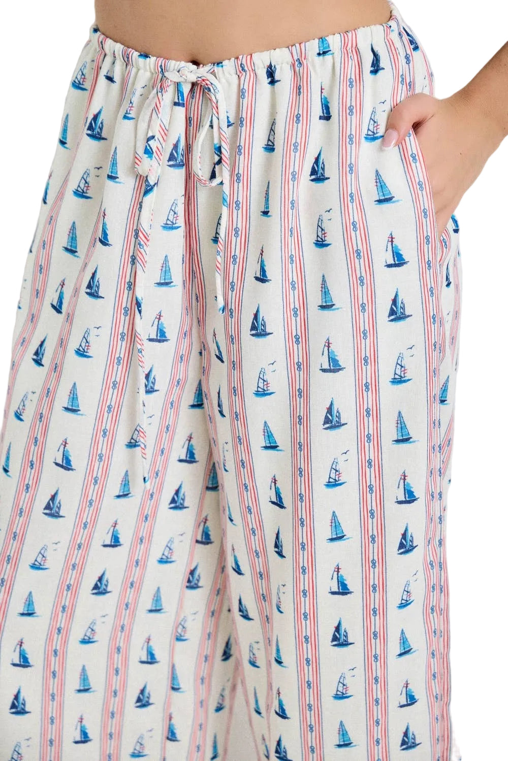 BOAT PRINT DRAWSTRING PANTS