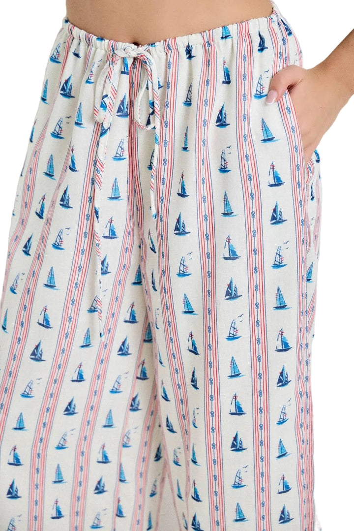 BOAT PRINT DRAWSTRING PANTS