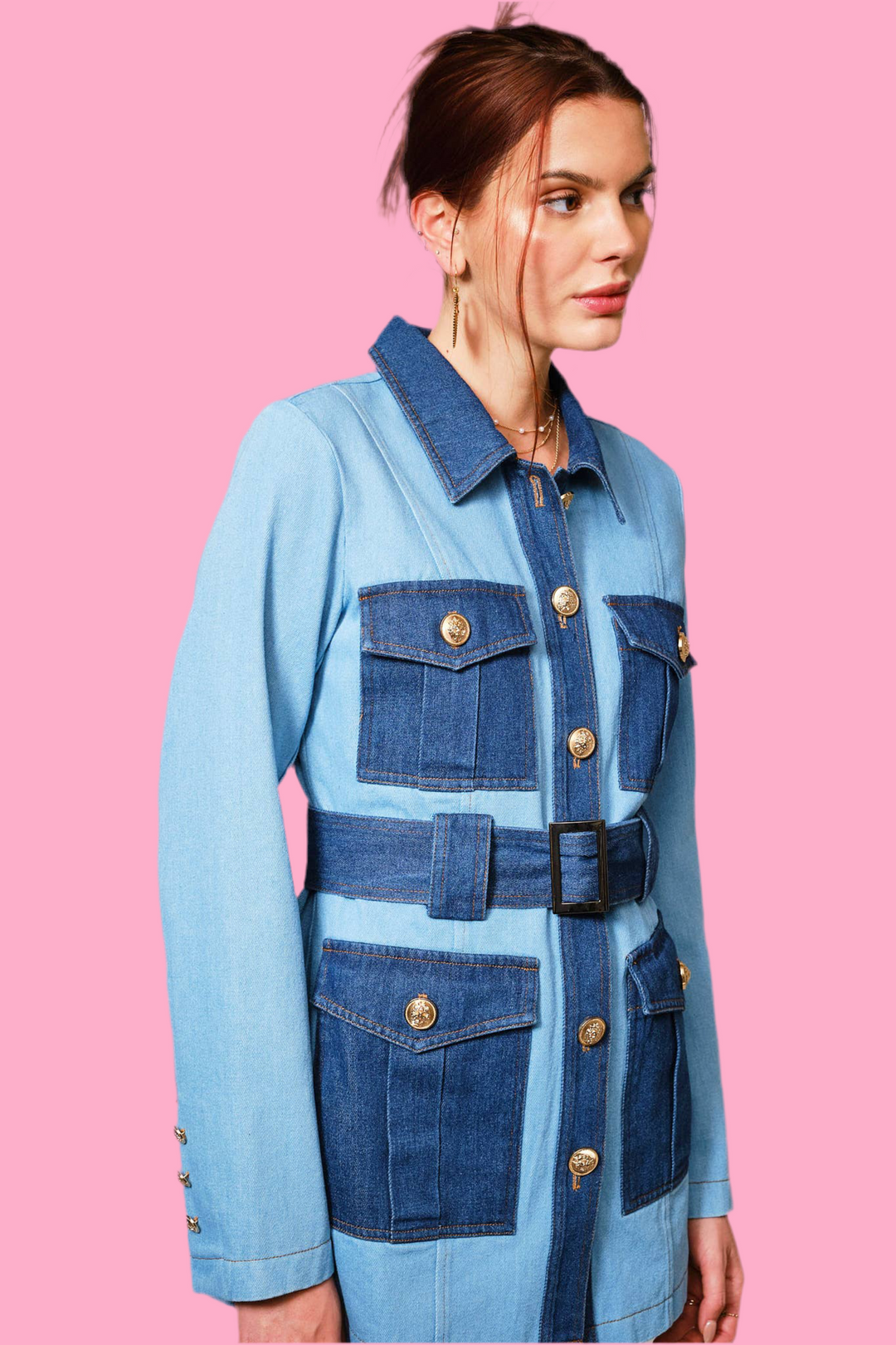 The Billy Belted Denim Twill Jacket with Pockets