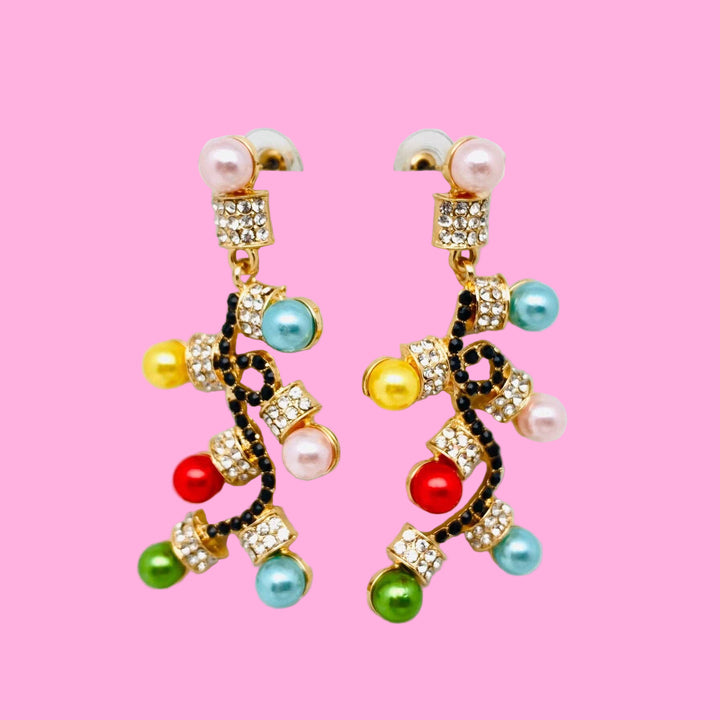 Rhinestone Colored Light Earrings