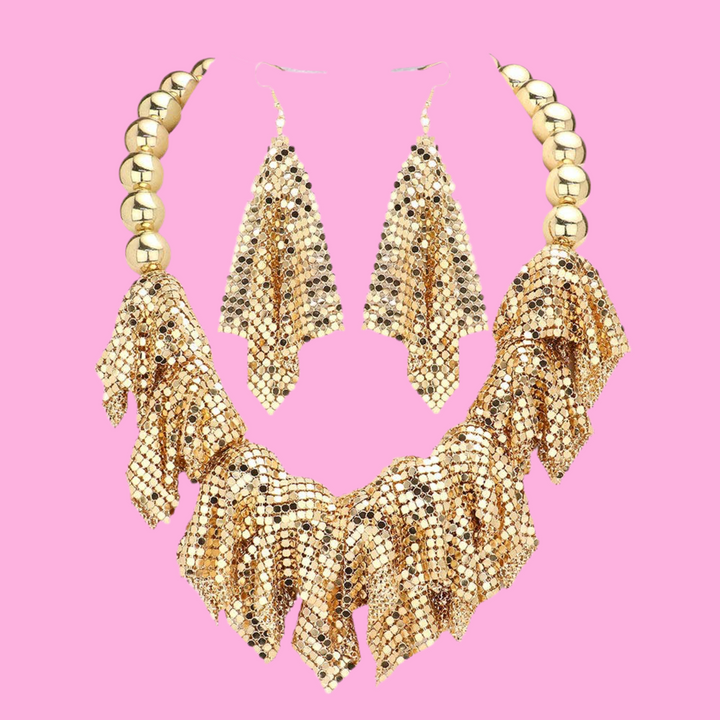 Mesh Chain Metal Ball Necklace