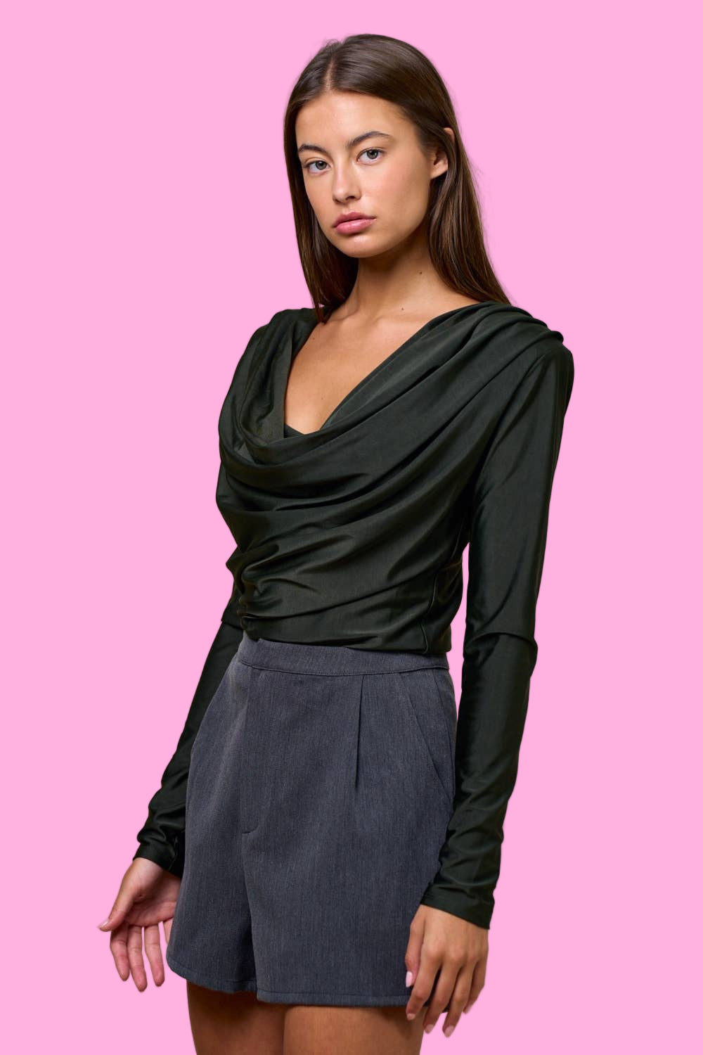 Draped Cowl Neck Top