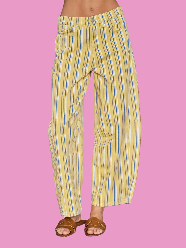 COLOR STRIPE BARREL PANTS