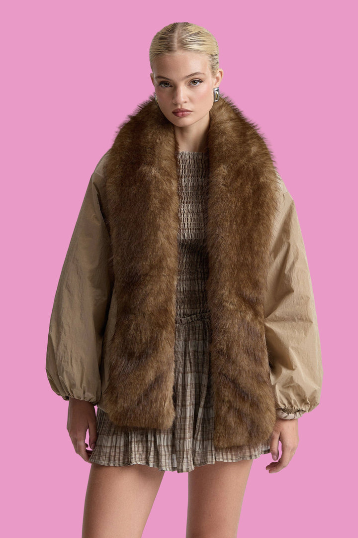 Faux Fur-Trimmed Nylon Parka