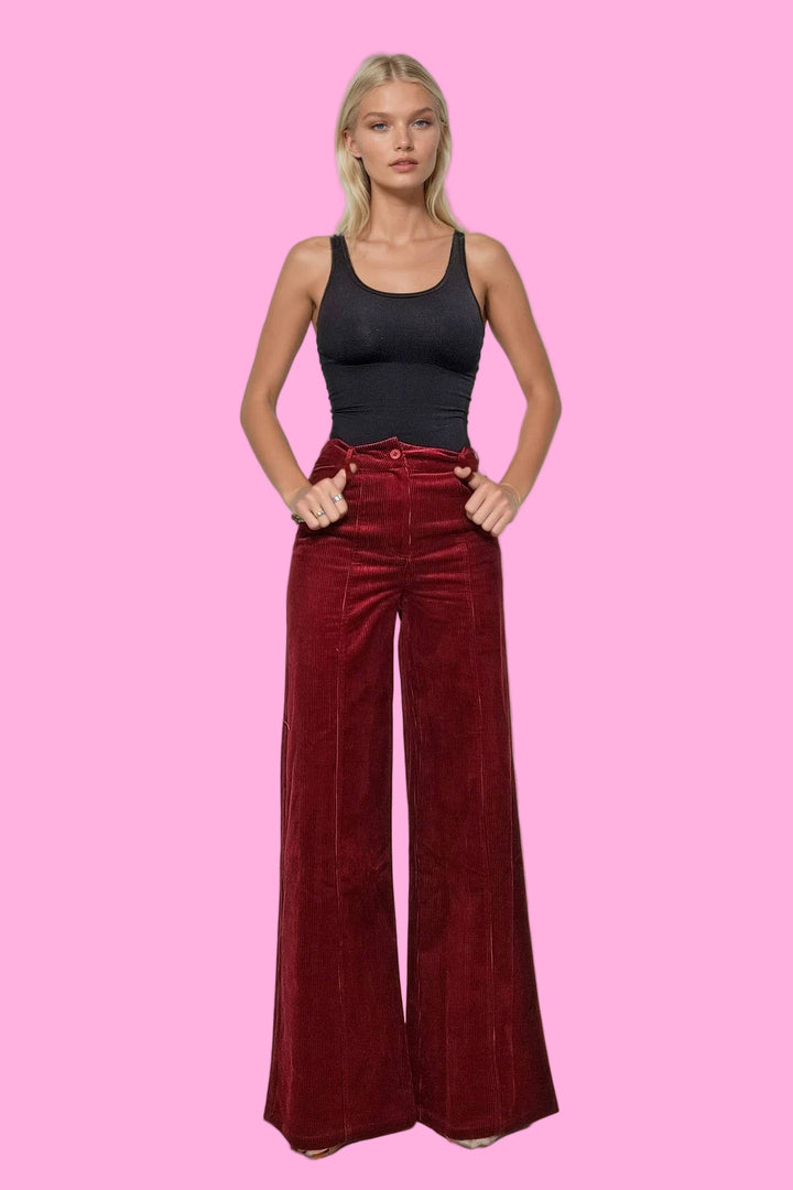 CORDUROY WIDE LEG PANTS