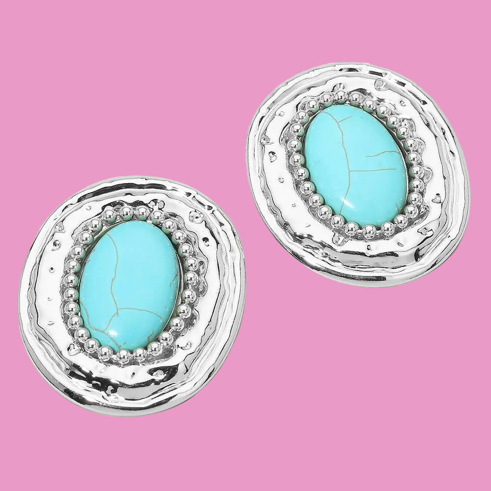 Western Turquoise Stone Center Earrings
