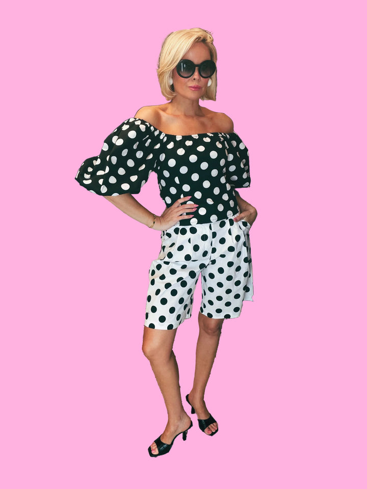 Lucy Polka Dot Pleated Midi Shorts