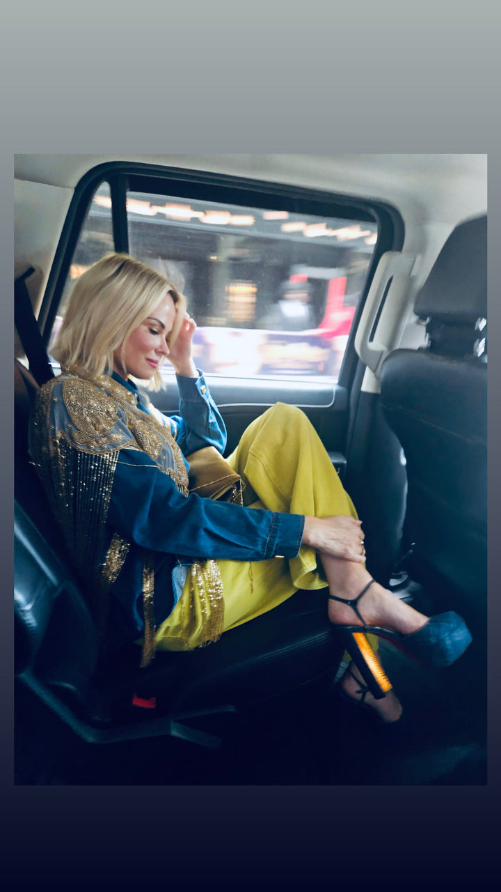 Gold Trim Denim Button-Up Shirt
