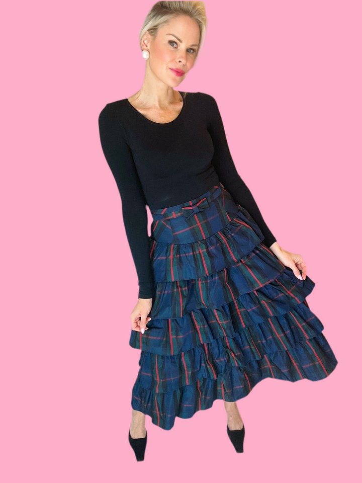 Plaid Tiered Skirt