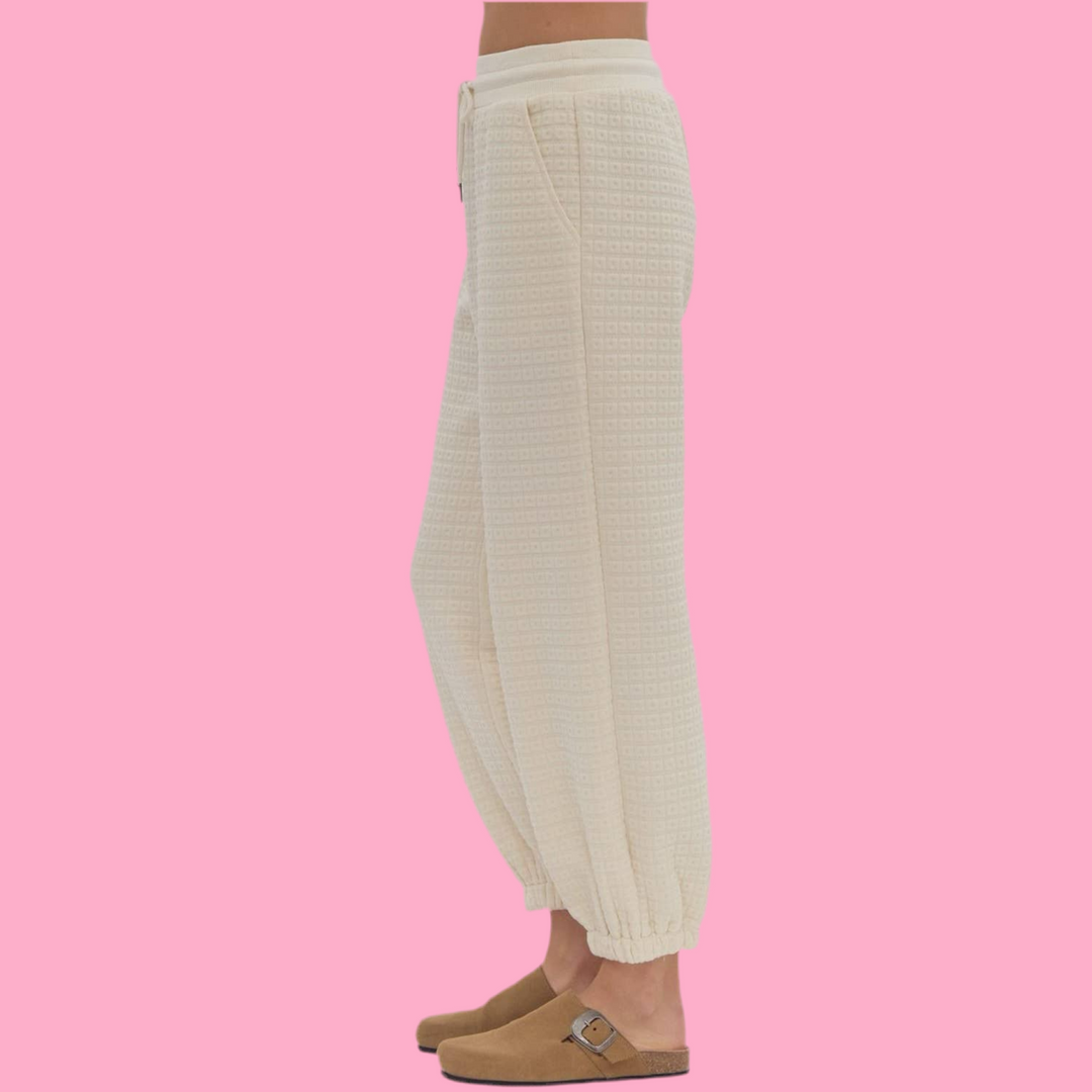 Textured high waisted joggers