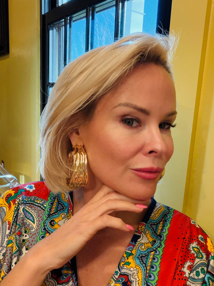 Textured Metal Chunky Hoop Earrings