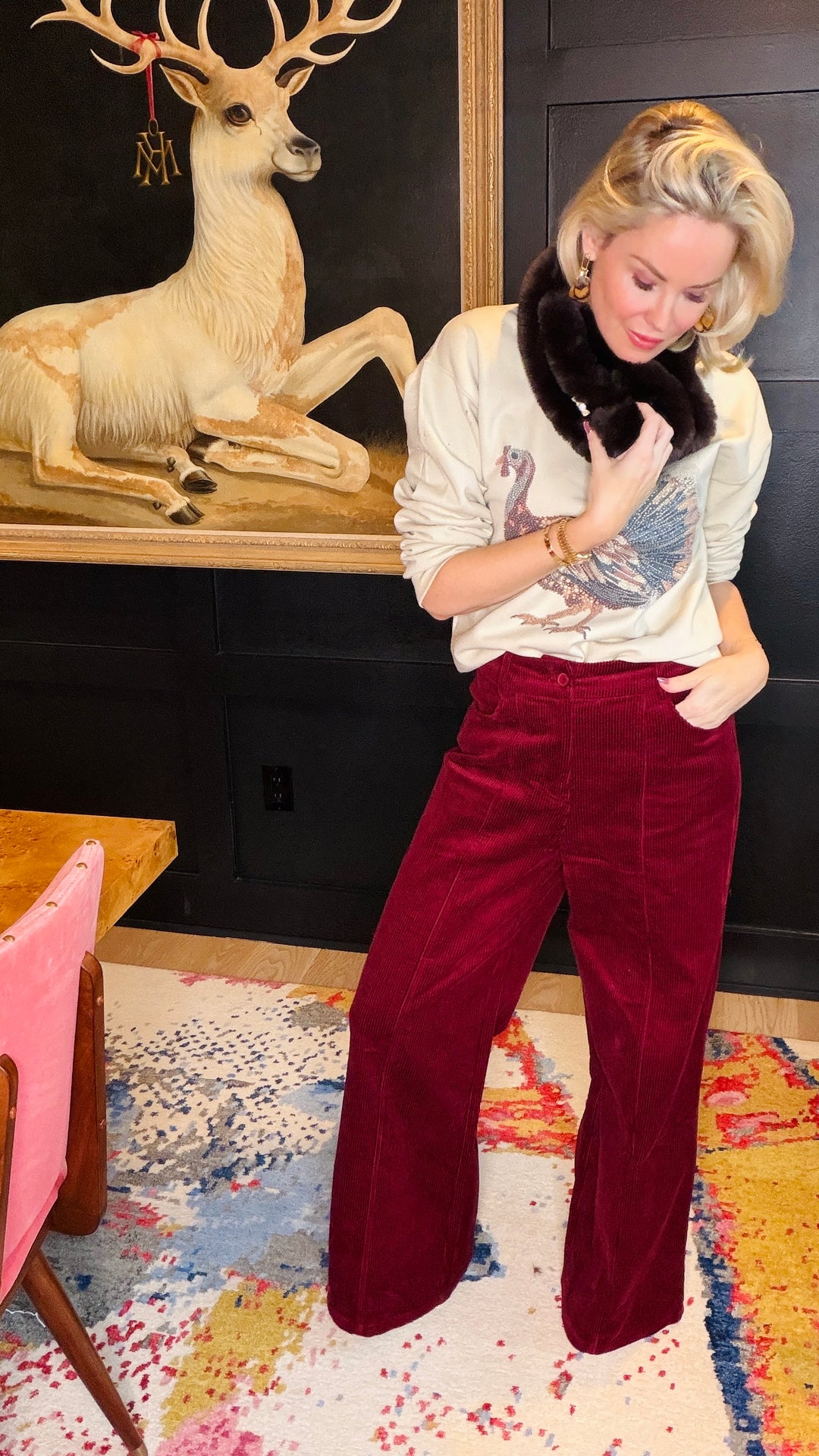 CORDUROY WIDE LEG PANTS