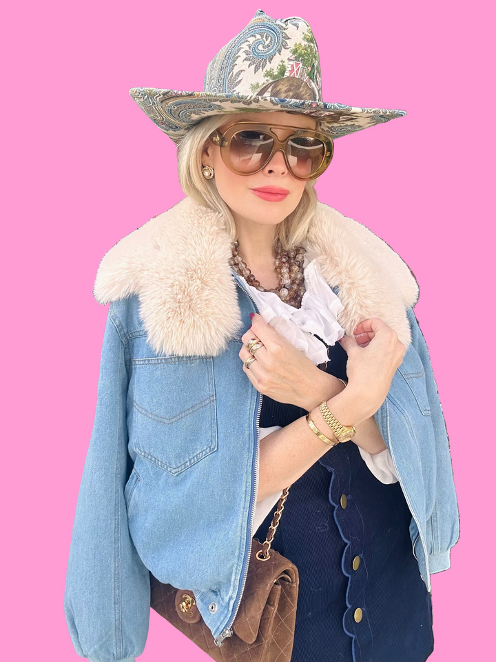 FAUX FUR DENIM JACKET
