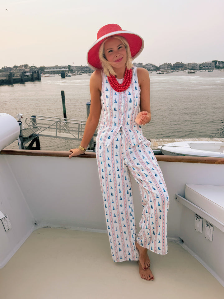 BOAT PRINT BUTTON UP TOP