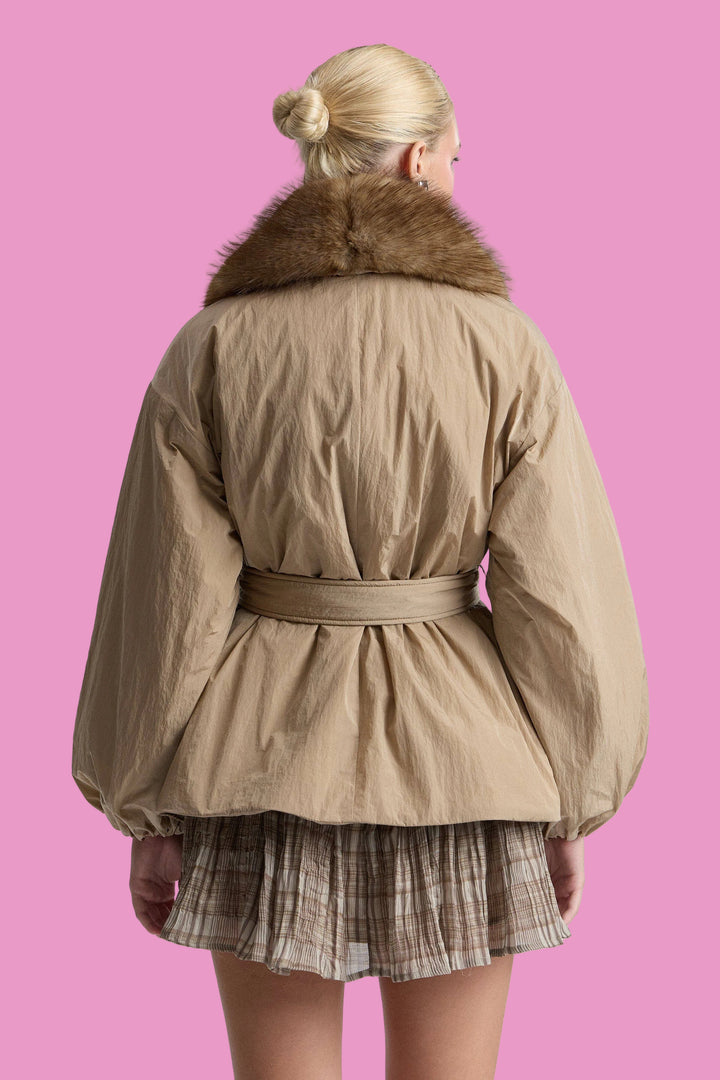 Faux Fur-Trimmed Nylon Parka
