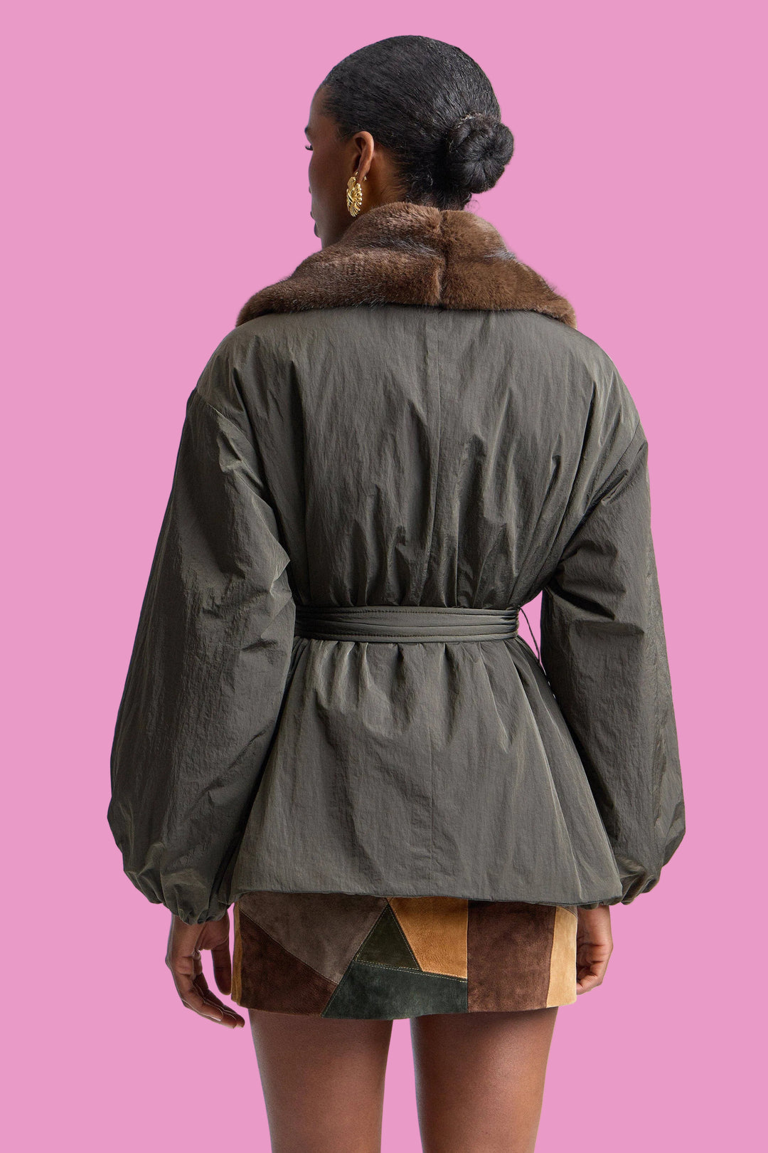 Faux Fur-Trimmed Nylon Parka