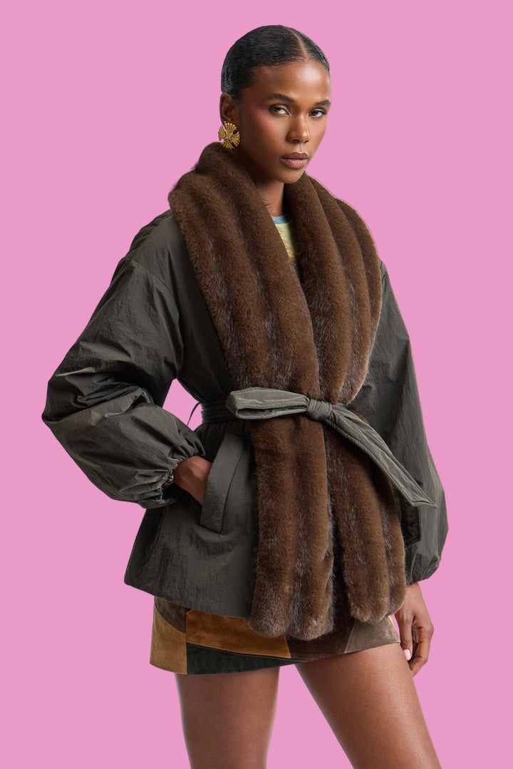 Faux Fur-Trimmed Nylon Parka